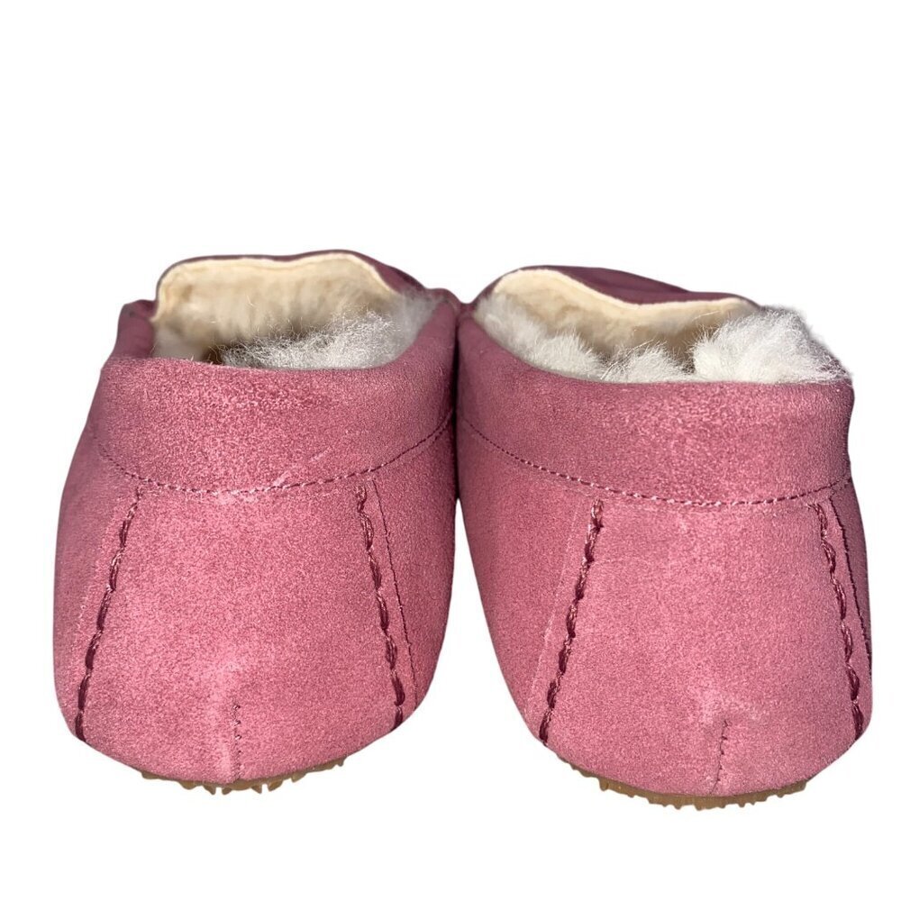 The Vermont Country Store mauve cow suede slip on moccasins shearling lined 8 - Picture 6 of 11